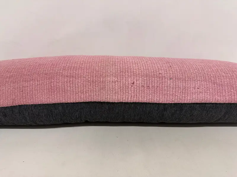 パターンスロークッションケース、トルコのキリム枕、手作りのキリムクッション、枕カバー、ギフト枕、16x48ピンクのクッションカバー - 5