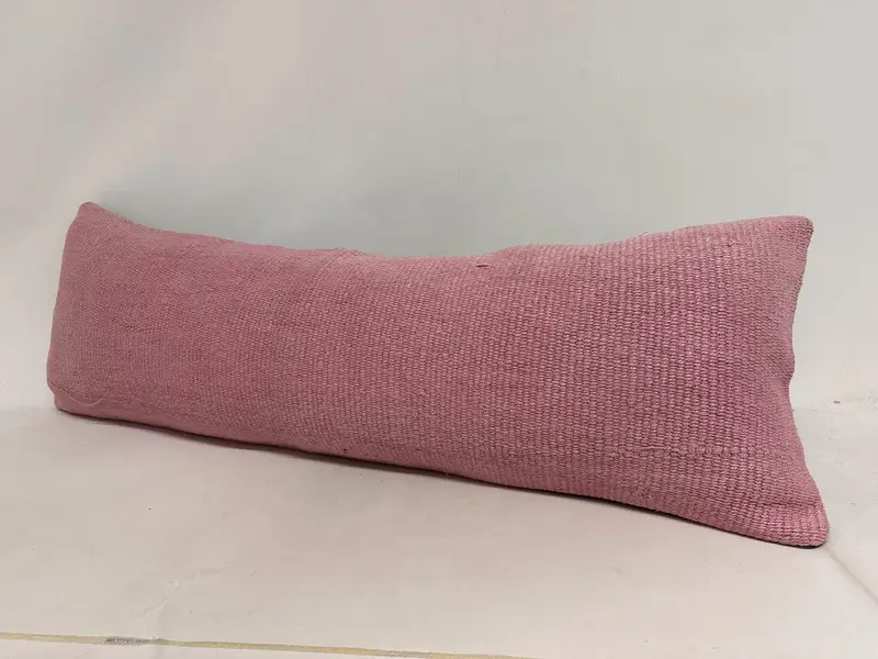パターンスロークッションケース、トルコのキリム枕、手作りのキリムクッション、枕カバー、ギフト枕、16x48ピンクのクッションカバー - 4