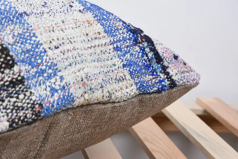Cushion Case, Vintage Kilim Throw Pillow, Bed Pillow Sham, Turkish Pillow, Vintage Pillow, Neutral Cushion, 24x24 Blue Pillow - 7