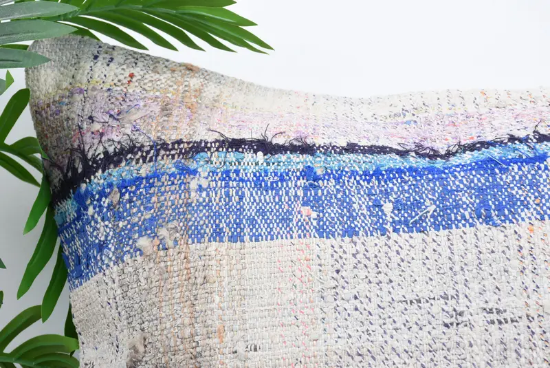 Cushion Case, Vintage Kilim Throw Pillow, Bed Pillow Sham, Turkish Pillow, Vintage Pillow, Neutral Cushion, 24x24 Blue Pillow - 2