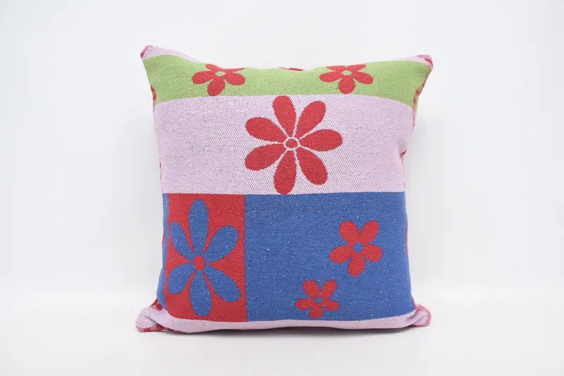 28x28 Blue Pillow Sham, Boho Pillow, Garden Pillow, Vintage Kilim Throw Pillow, Pillow Case, Bed Cushion, Interior Designer Pillow - 1