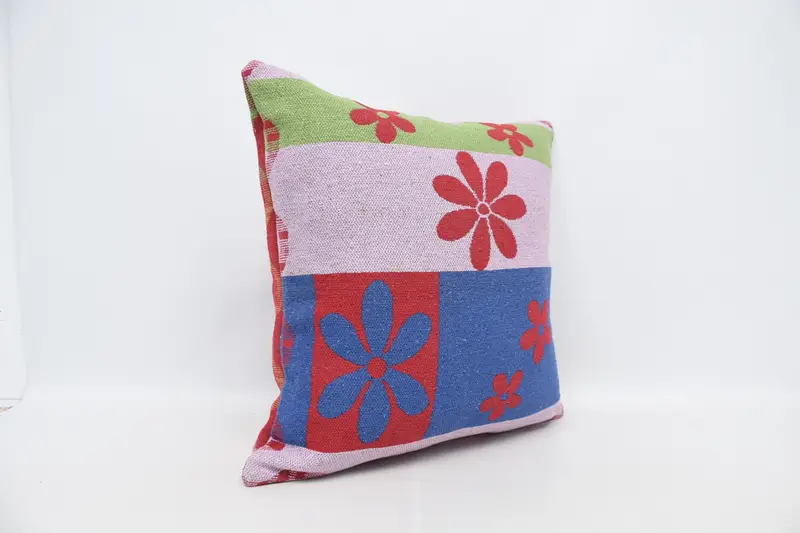 28x28 Blue Pillow Sham, Boho Pillow, Garden Pillow, Vintage Kilim Throw Pillow, Pillow Case, Bed Cushion, Interior Designer Pillow - 3