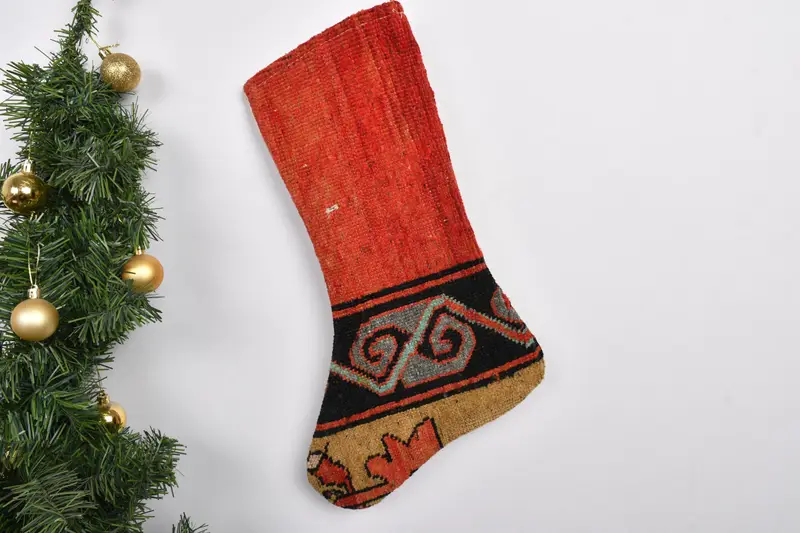 Patrón de adornos navideños, calcetín navideño para colgar en la pared de 7 pulgadas