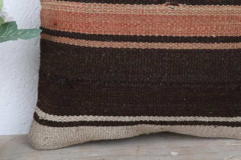 12x12 Brown Pillow Case, Cushion Cover, Bed Cushion Case, Vintage Pillow, Turkish Bench Pillow Cover, Pillow for Couch, Kilim Pillow - 3