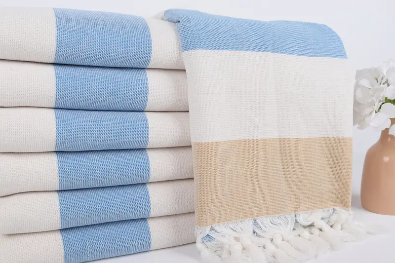 Quick-dry travel peshtemal towel, Gift For Him, 70x36 Cotton Striped Terry Towel, Beach Towel Bulk, Absorbent Turkish towel, Maid Of Honor Gift - 2