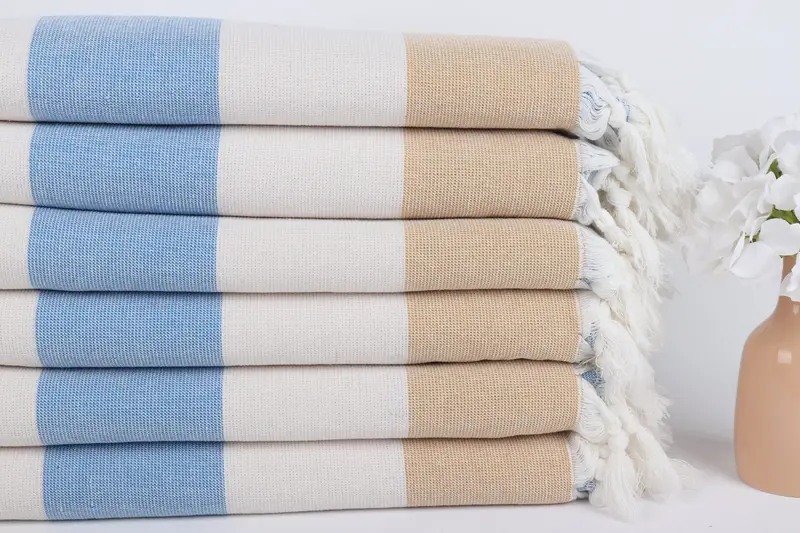 Quick-dry travel peshtemal towel, Gift For Him, 70x36 Cotton Striped Terry Towel, Beach Towel Bulk, Absorbent Turkish towel, Maid Of Honor Gift - 3