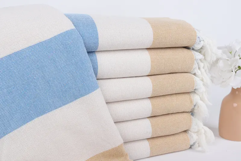 Quick-dry travel peshtemal towel, Gift For Him, 70x36 Cotton Striped Terry Towel, Beach Towel Bulk, Absorbent Turkish towel, Maid Of Honor Gift - 1