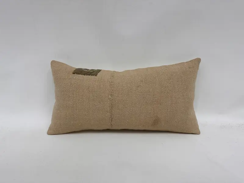 Pillow Sham, Boho Pillow Sham Cover, 12x24 Beige Pillow Cover, Vintage Kilim Throw Pillow, Pillow for Couch, Square Throw Cushion - 1