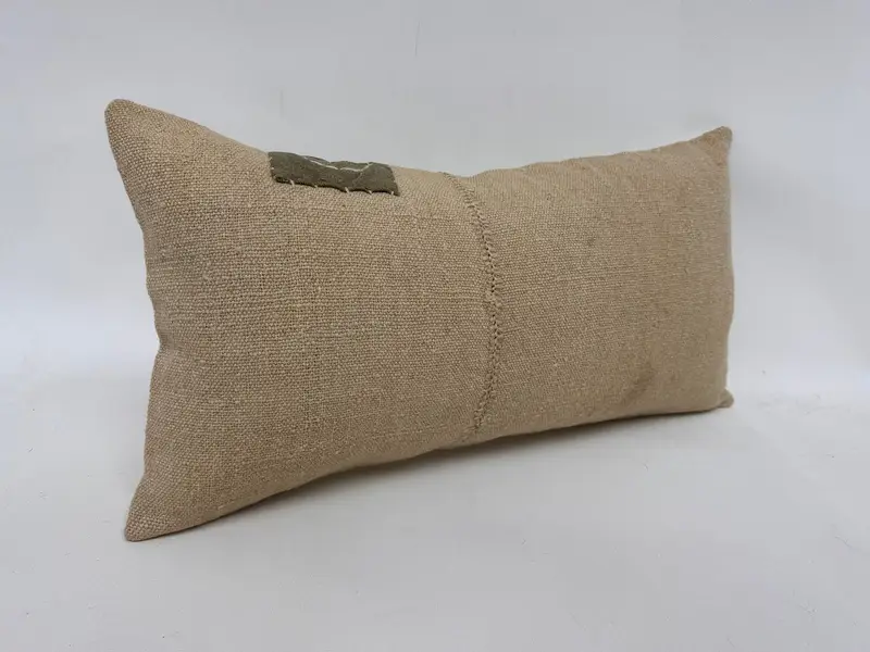 Pillow Sham, Boho Pillow Sham Cover, 12x24 Beige Pillow Cover, Vintage Kilim Throw Pillow, Pillow for Couch, Square Throw Cushion - 3