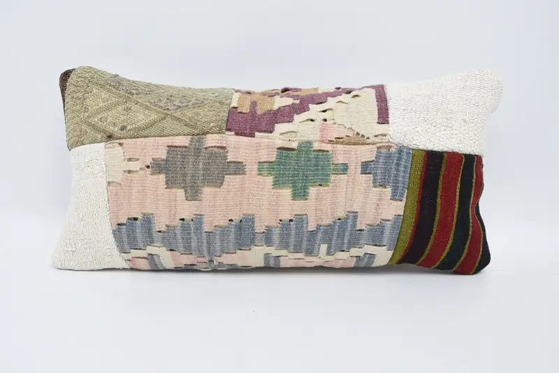 Vintage Pillow, Pillow for Couch, 12x24 White Pillow Sham, Morroccon Kilim Cushion Pillow Case, Pillow Cover, Cotton Pillow Case, Boho Pillow - 1