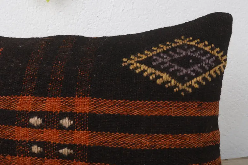 Kilim Cushion Sham, Gift Pillow, 12x20 Brown Pillow Case, Cushion Case, Ethnic Pillow Cover Pillow Case, Antique Pillows - 5