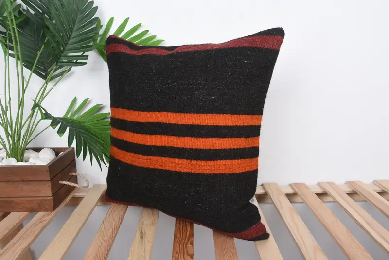 Boho Pillow, Interior Designer Pillow, Handmade Cushion, Cushion Cover, 20x20 Brown Pillow Case, Vintage Pillow, Armchair Cushion Case - 5