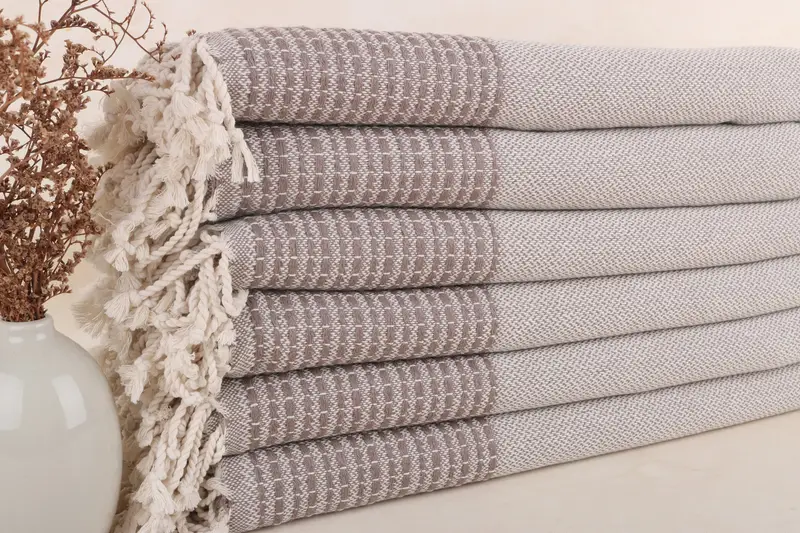 Toalla de playa turca personalizada, rayas marrones, 36 x 69 pulgadas