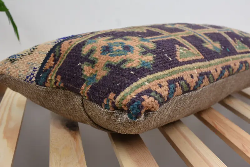 Pillow Cover, One Of A Kind Pillow Case, Natural Pillow, Throw Kilim Pillow, Home Decor Pillow, 12x24 Blue Cushion, Handmade Kilim Cushion - 6