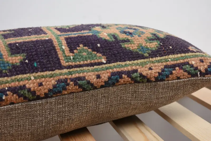 Pillow Cover, One Of A Kind Pillow Case, Natural Pillow, Throw Kilim Pillow, Home Decor Pillow, 12x24 Blue Cushion, Handmade Kilim Cushion - 7