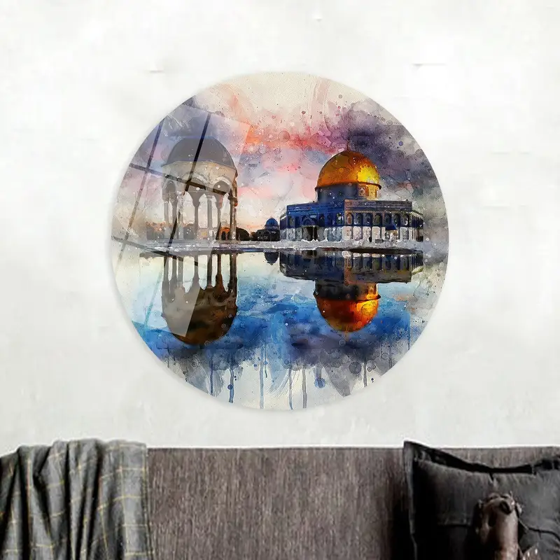 Elegante Masjid al-Aqsa-Leinwand: Moschee-Landschafts-Aquarelldruck