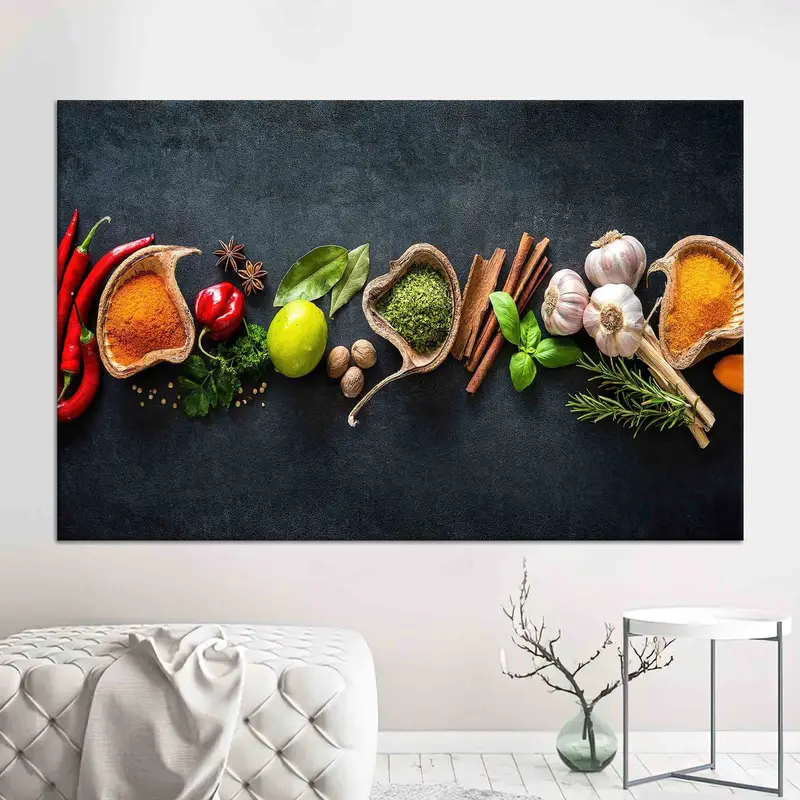 Elegant Indian Spices Canvas Print for Contemporary Kitchen Decor