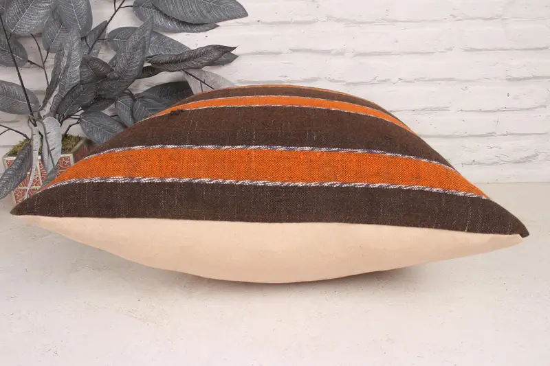 Ethnical Kilim Rug Pillow, Handmade Pillow, Turkish Pillow, 20x20 Orange Pillow Cover, Home Decor Pillow, Pillow Cover, Nautical Throw Pillow Cover - 5