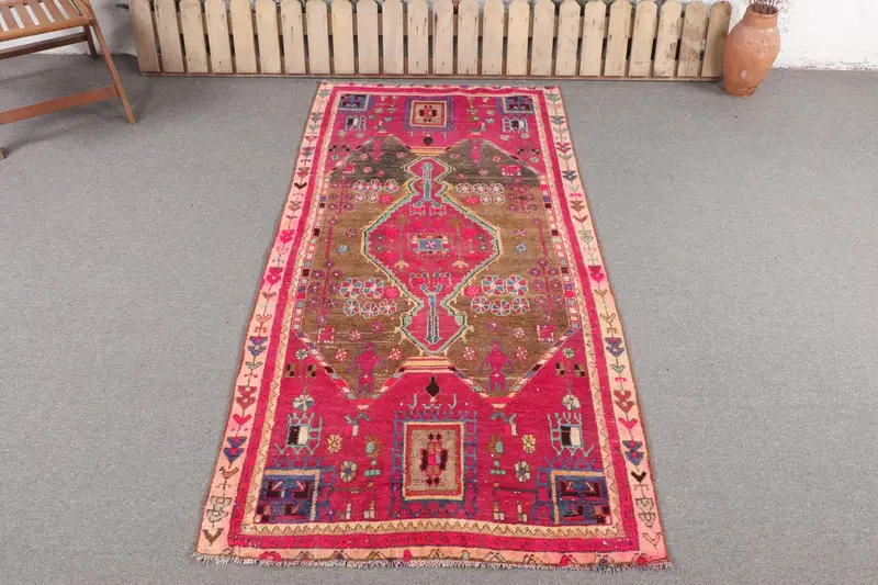 Alfombra Rosa Hecha a Mano con Estampado Animal 10x21m