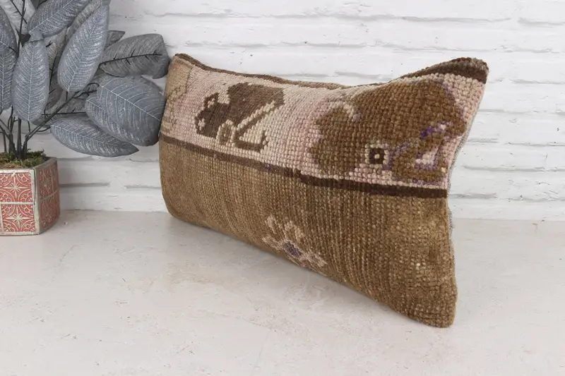 Boho Pillow Sham Cover, Pillow for Couch, 12x24 Brown Pillow Sham, Nautical Throw Pillow, Kilim Pillow, Cushion Cover, Ethnic Throw Cushion - 5