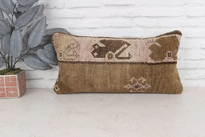 Boho Pillow Sham Cover, Pillow for Couch, 12x24 Brown Pillow Sham, Nautical Throw Pillow, Kilim Pillow, Cushion Cover, Ethnic Throw Cushion - 1
