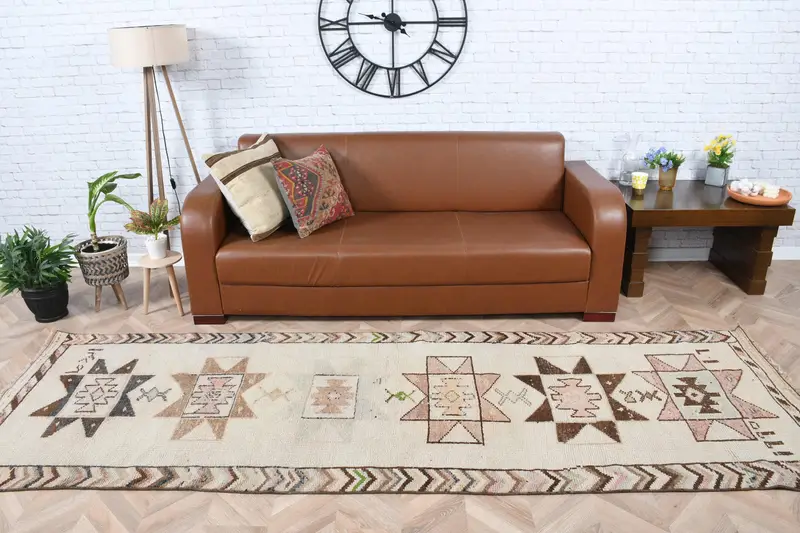 Türk Vintage Halısı 3.37x10.1 ft (103x309 cm), Herki Kahverengi Yün Halı - 1