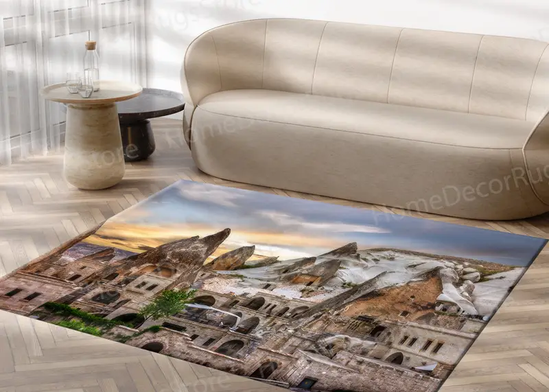 Alfombra estampada Sunset Glow: diseño turco inspirado en Capadocia