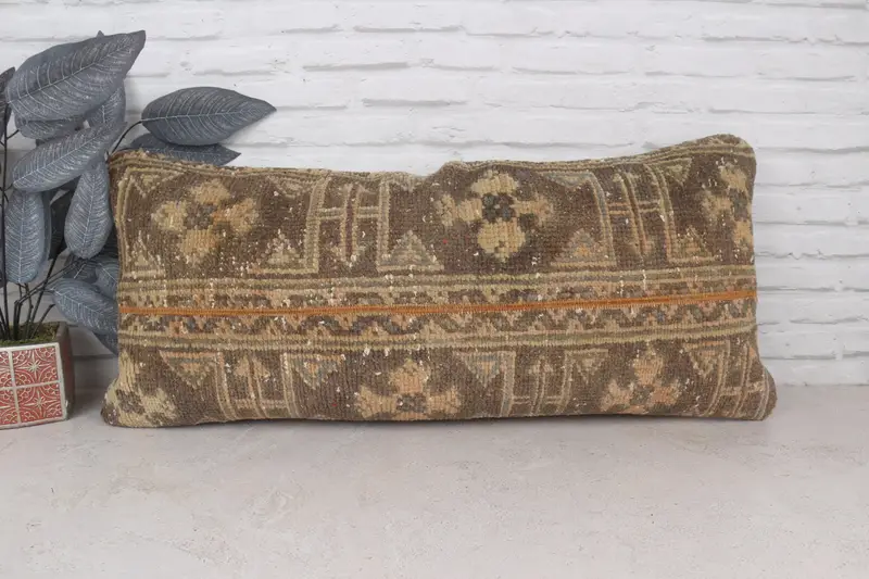 Bright Pillow Sham, Home Decor Pillow, Cushion Cover, 16x36 Brown Cushion Cover, Vintage Kilim Pillow, Outdoor Bolster Cushion Case, Pillow for Sofa - 1