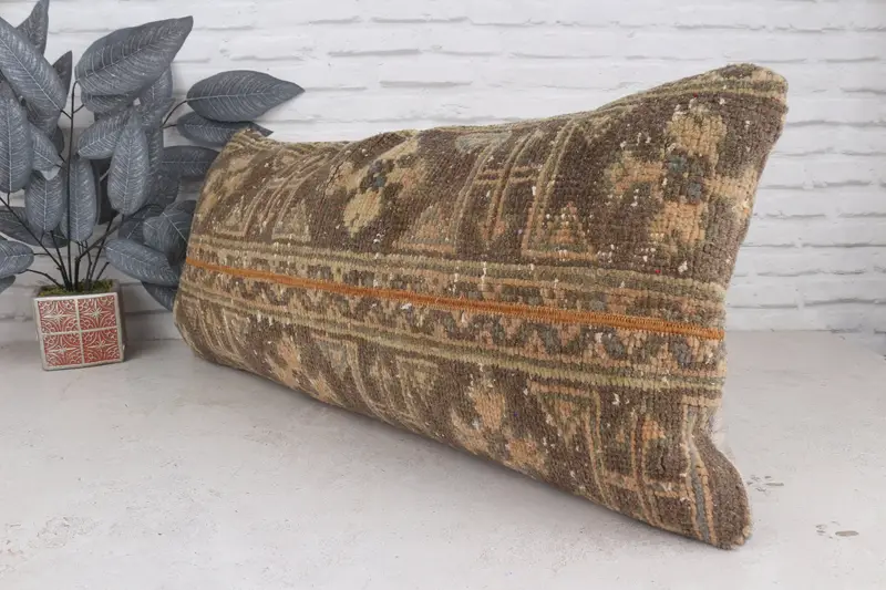 Bright Pillow Sham, Home Decor Pillow, Cushion Cover, 16x36 Brown Cushion Cover, Vintage Kilim Pillow, Outdoor Bolster Cushion Case, Pillow for Sofa - 4