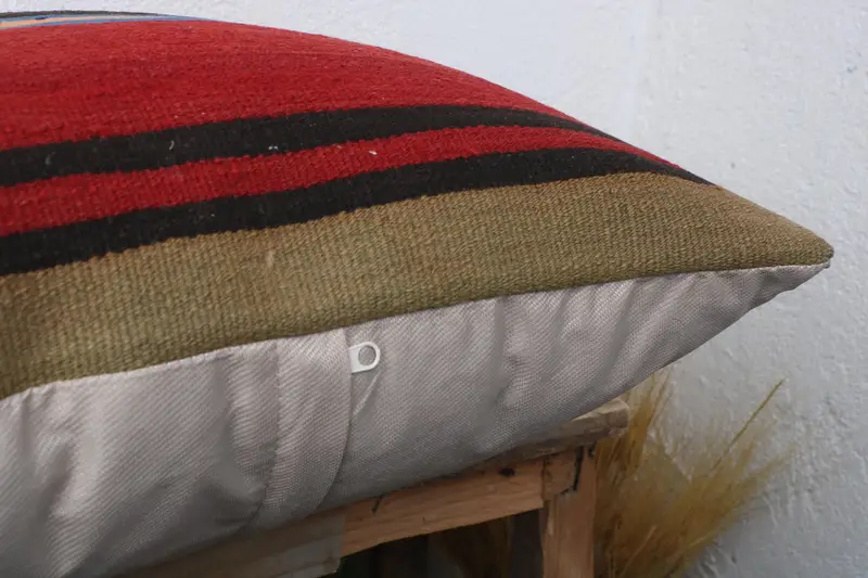 Farmhouse Cushion Case, Home Decor Pillow, Ethnical Kilim Rug Pillow, Pillow, Boho Pillow Sham Cover, 20x20 Red Pillow Case - 6