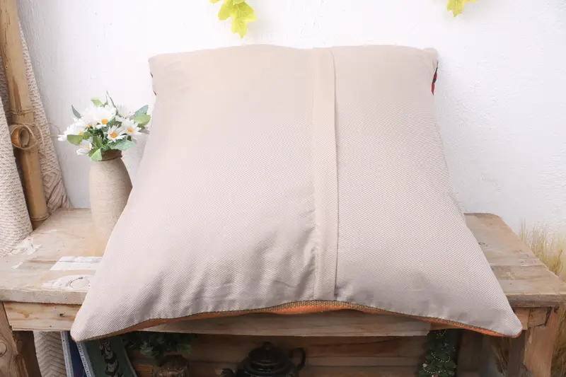 Farmhouse Cushion Case, Home Decor Pillow, Ethnical Kilim Rug Pillow, Pillow, Boho Pillow Sham Cover, 20x20 Red Pillow Case - 7