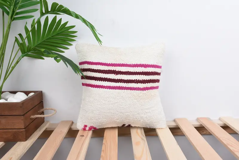 Anatolian Pillow Cover, 12x12 White Cushion Case, Pillow for Sofa, Kilim Pillow, Luxury Cushion, Handmade Kilim Cushion, Pillow Case - 1