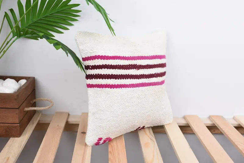 Anatolian Pillow Cover, 12x12 White Cushion Case, Pillow for Sofa, Kilim Pillow, Luxury Cushion, Handmade Kilim Cushion, Pillow Case - 4