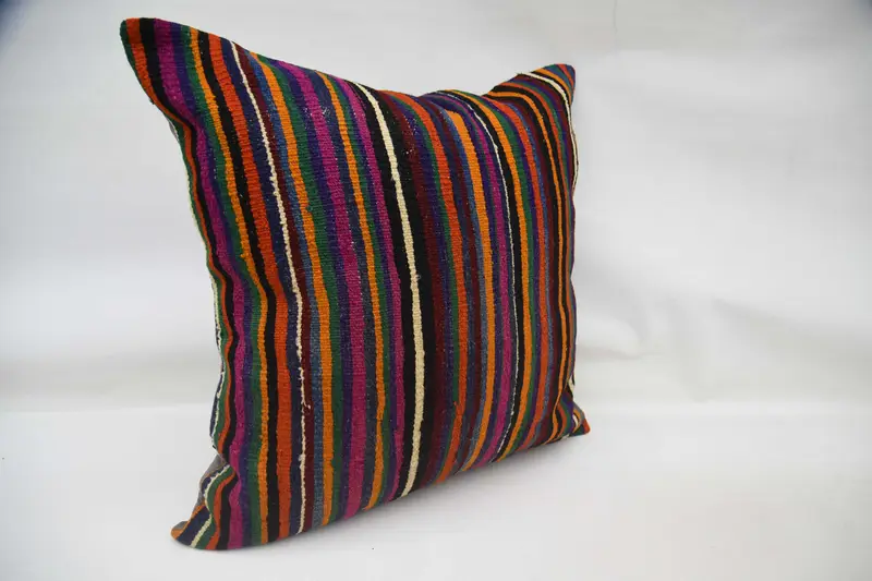 Pillow Case, Throw Kilim Pillow, Shabby Chic Pillow Sham, Kilim Pillow Cover, Garden Pillow Case, Boho Pillow Sham Cover, 32x32 Blue Pillow Case - 3