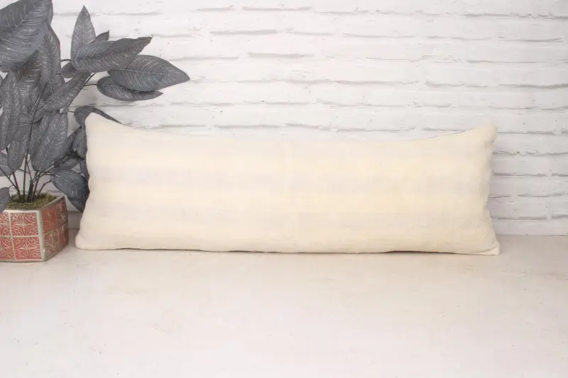 Handmade Kilim Cushion, Vintage Kilim Throw Pillow, Pillow, Retro Cushion, Patio Pillow Case, 12x36 White Pillow Sham, Gift Pillow - 1
