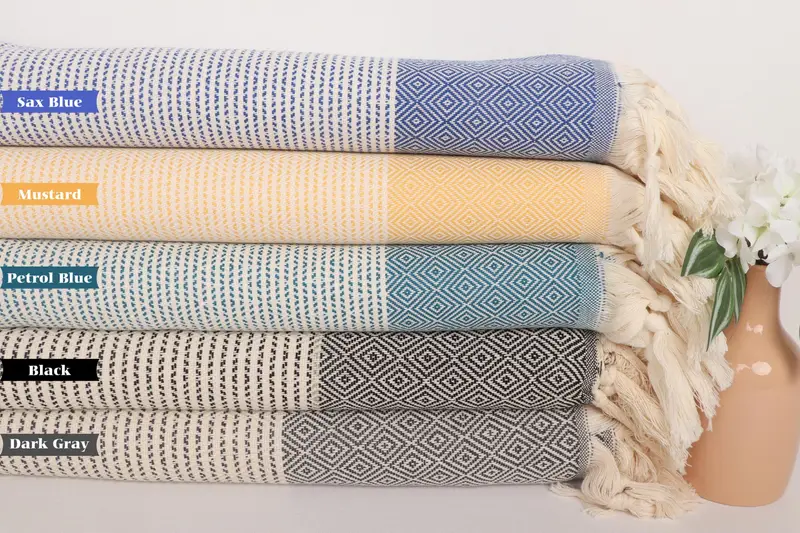 Quick-Dry Beach Towel, Turkish Towel Personalized, Spa Towel, Wedding For Favor, 70x36 Cotton Diamond Towel, Personalized Towel, Wedding Favors - 1