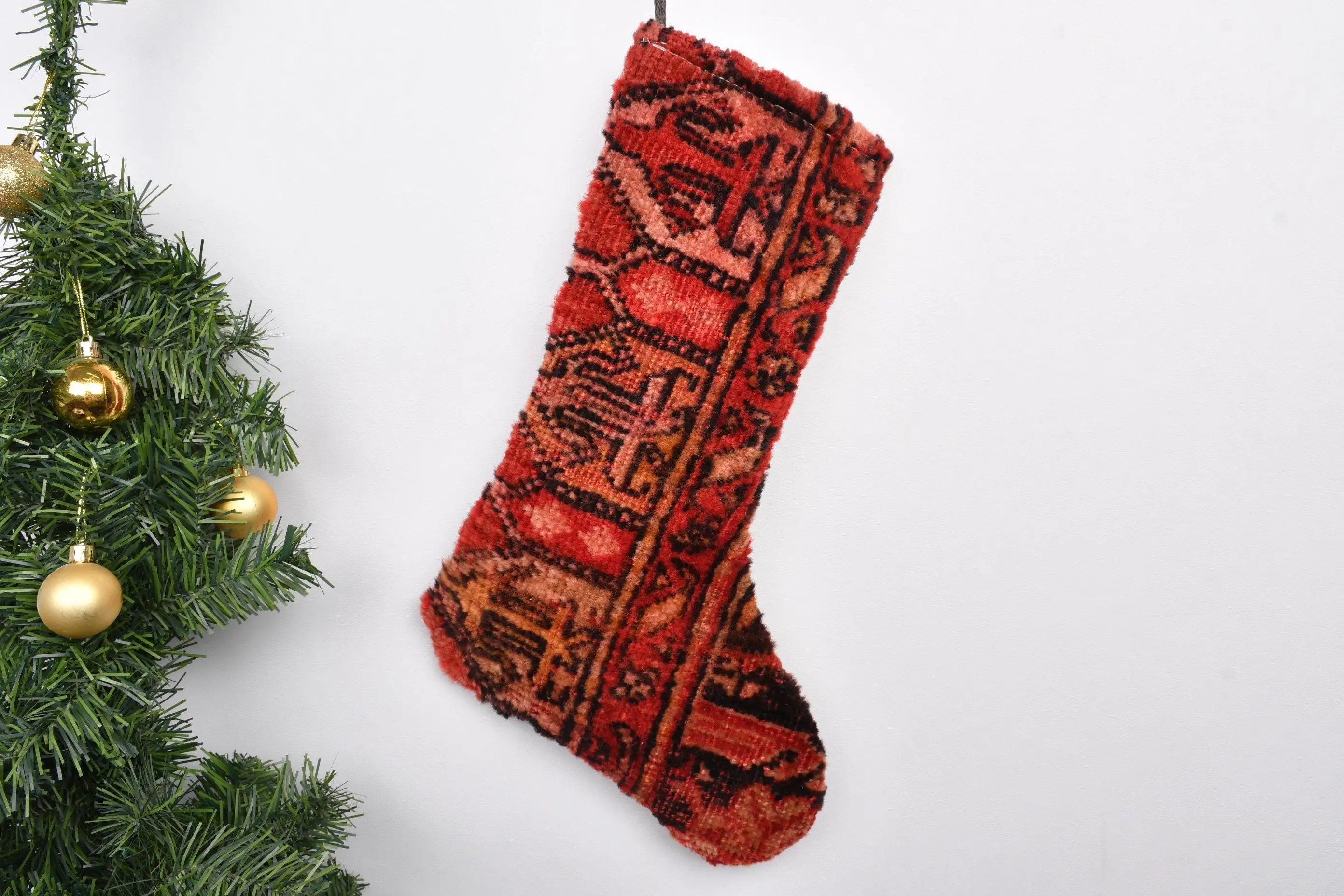 Festive 7-Inch Christmas Ornament Stocking, Cozy Holiday Decor - 1