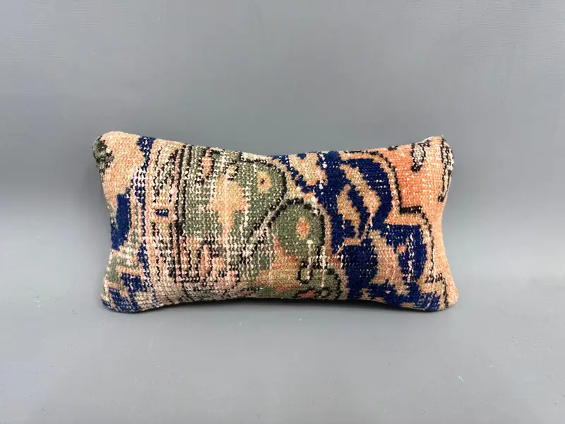Pillow Sham, 8x16 Blue Cushion, Meditation Pillow Case, Handwoven Pillow Cover Cushion Case, Vintage Pillow, Home Decor Pillow, Kilim Cushion Sham - 4