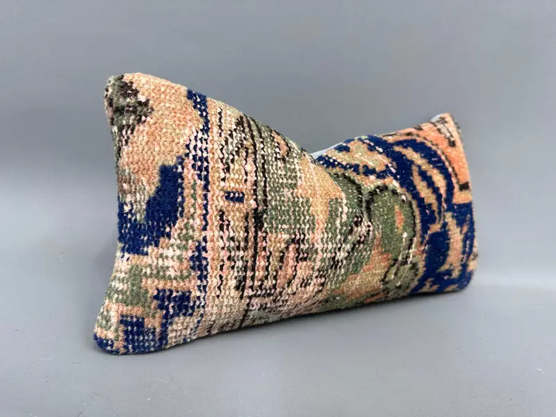 Pillow Sham, 8x16 Blue Cushion, Meditation Pillow Case, Handwoven Pillow Cover Cushion Case, Vintage Pillow, Home Decor Pillow, Kilim Cushion Sham - 2