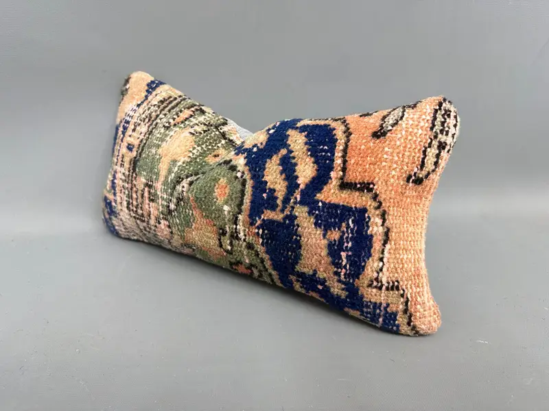 Pillow Sham, 8x16 Blue Cushion, Meditation Pillow Case, Handwoven Pillow Cover Cushion Case, Vintage Pillow, Home Decor Pillow, Kilim Cushion Sham - 3