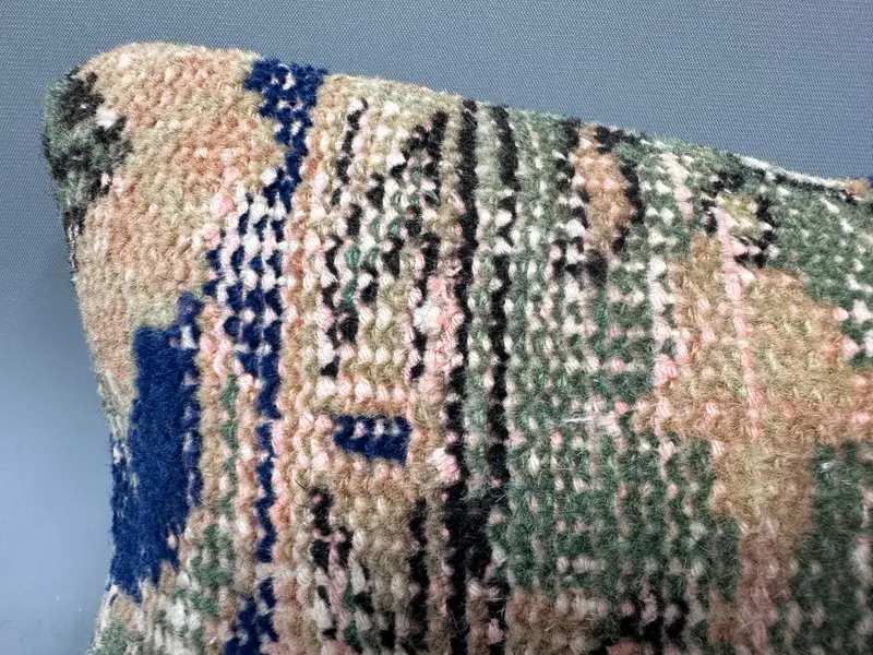Pillow Sham, 8x16 Blue Cushion, Meditation Pillow Case, Handwoven Pillow Cover Cushion Case, Vintage Pillow, Home Decor Pillow, Kilim Cushion Sham - 5