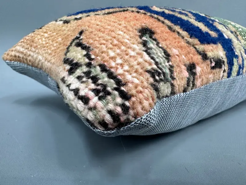 Pillow Sham, 8x16 Blue Cushion, Meditation Pillow Case, Handwoven Pillow Cover Cushion Case, Vintage Pillow, Home Decor Pillow, Kilim Cushion Sham - 6