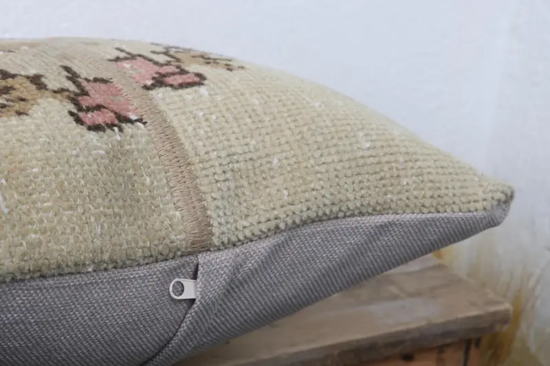 Pillow, Pillow for Sofa, Vintage Kilim Pillow, Ikat Pillow Case, 16x16 Beige Cushion Case, Pastel Pillow, Pillow for Couch - 6