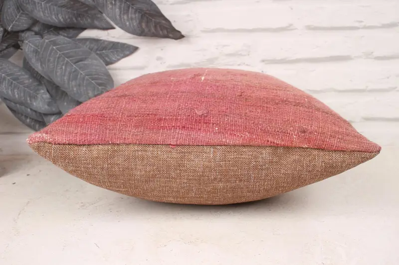 14x14 Red Cushion Cover, Art Deco Cushion Cover, Vintage Pillow, Pillow for Sofa, Comfy Throw Pillow Sham, Cushion Case, Turkish Kilim Pillow - 5