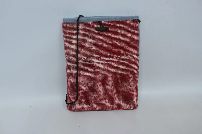 ヴィンテージモチーフのスチームパンクウールショルダーバッグ、キリムバッグ