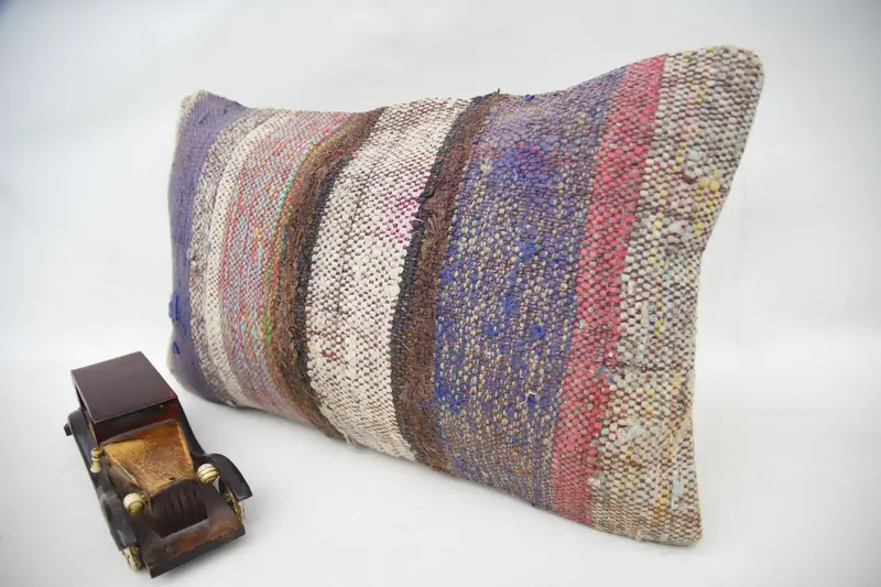 12x20 Blue Pillow Cover, Antique Pillows, Vintage Kilim Throw Pillow, Turkish Pillow, Pillow Sham, Square Throw Pillow Case - 3