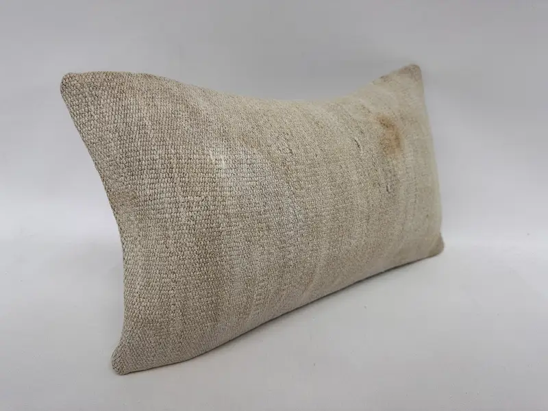 Boho Pillow Sham Cover, Pastel Cushion Cover, Interior Designer Pillow, 12x20 White Pillow Sham, Kilim Cushion Sham, Cushion - 3