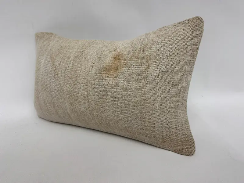 Boho Pillow Sham Cover, Pastel Cushion Cover, Interior Designer Pillow, 12x20 White Pillow Sham, Kilim Cushion Sham, Cushion - 4