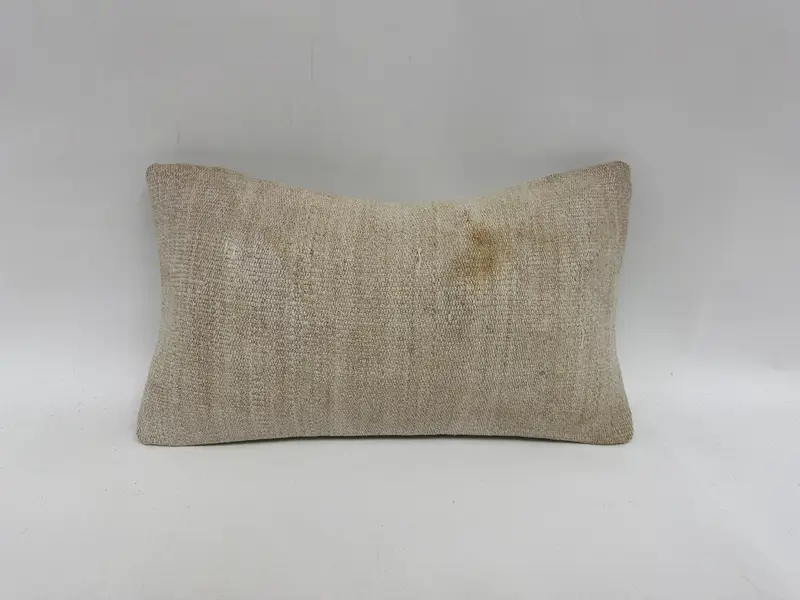 Boho Pillow Sham Cover, Pastel Cushion Cover, Interior Designer Pillow, 12x20 White Pillow Sham, Kilim Cushion Sham, Cushion - 1