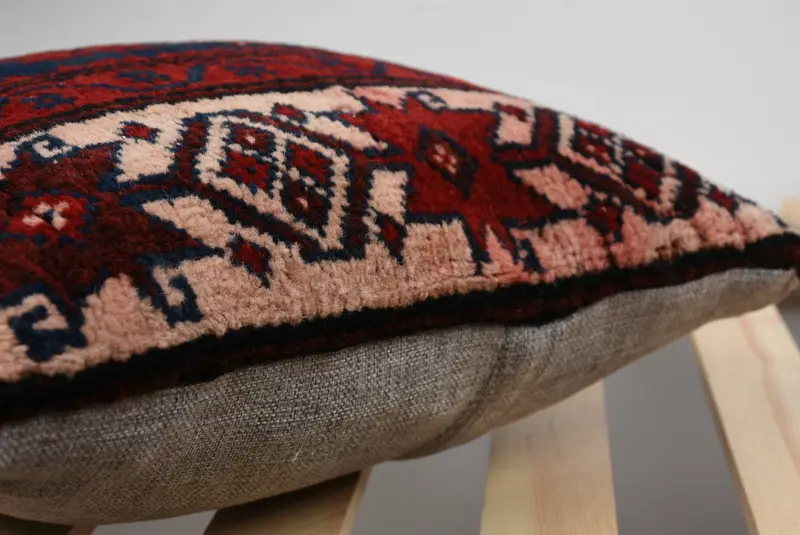 Boho Chic Pillow Sham, Cushion Case, Kilim Pillow, Turkish Kilim Pillow, Vintage Kilim Throw Pillow, Outdoor Patio Pillow, 14x14 Brown Pillow Case - 5